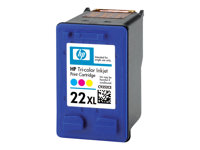 HP 22XL - 11 ml - à rendement élevé - couleur (cyan, magenta, jaune) - originale - cartouche d'encre - pour Deskjet F2185, F2187, F2224, F2288, F2290, F375, F4188, F4190, F4194; Officejet 56XX C9352CE#UUS