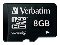 Verbatim - Carte mémoire flash - 8 Go - Class 10 - micro SDHC 44012
