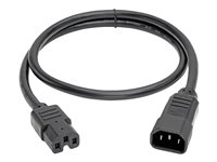 Tripp Lite 2ft Computer Power Cord Cable C14 to C15 Heavy Duty 15A 14AWG 2' - Câble d'alimentation - IEC 60320 C15 pour IEC 60320 C14 - CA 100-250 V - 61 cm - noir P018-002