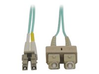 Tripp Lite 2M 10Gb Duplex Multimode 50/125 OM3 LSZH Fiber Optic Patch Cable LC/SC Aqua 6' 6ft 2 Meter - Cordon de raccordement - SC multi-mode (M) pour LC multi-mode (M) - 2 m - fibre optique - duplex - 50 / 125 microns - OM3 - turquoise N816-02M