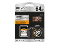 PNY Turbo Performance - Carte mémoire flash - 64 Go - UHS Class 3 / Class10 - SDXC UHS-I SD64GTURPER90-EF
