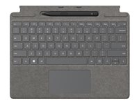 Microsoft Clavier Signature pour Surface Pro - Clavier - avec pavé tactile, accéléromètre, plateau de rangement et de chargement du Surface Slim Pen 2 - AZERTY - Français - platine - commercial - avec Slim Pen 2 - pour Surface Pro 8, Pro X 8X8-00064