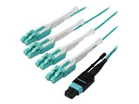 StarTech.com MTP to LC Breakout Cable - 3 ft / 1m - OM3 Multimode - 40Gb - Pull Tab - Plenum - MPO / MTP Connector - Fiber Optic Cable (MPO8LCPL1M) - Câble éclaté - MTP/MPO multimode (F) pousser/tirer pour LC multi-mode (M) pousser/tirer - 1 m - fibre optique - 50 / 125 microns - OM3 - plenum - turquoise MPO8LCPL1M