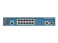 Cisco Catalyst 3560CX-12PC-S - Commutateur - Géré - 12 x 10/100/1000 (PoE+) + 2 x SFP Gigabit combiné - de bureau, Montable sur rack, Montage sur rail DIN, fixation murale - PoE+ (240 W) WS-C3560CX-12PC-S