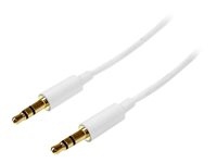 StarTech.com Câble audio stéréo Mini-Jack 3,5 mm slim de 2 m - M/M - Cordon audio jack - Câble pour casque - 2x 3,5 mm Mini-Jack - Blanc - Câble audio - mini-phone stereo 3.5 mm mâle pour mini-phone stereo 3.5 mm mâle - 2 m - blanc MU2MMMSWH