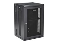 StarTech.com 18U 19" Wall Mount Network Cabinet, 16" Deep Hinged Locking IT Network Switch Depth Enclosure, Assembled Vented Computer Equipment Data Rack with Shelf & Flexible Side Panels - 18U Vented Cabinet (RK1820WALHM) - Armoire de rack - montable sur mur - noir - 18U RK1820WALHM