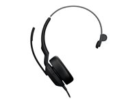 Jabra Evolve2 50 UC Mono - Micro-casque - sur-oreille - Bluetooth - filaire - Suppresseur de bruit actif - USB-A - noir - certifié Zoom, Certifié pour Microsoft Teams, Cisco Webex Certified, Certifié Alcatel-Lucent, Certifié Unify, Certifié Google Meet, Certifié Amazon Chime 25089-889-999